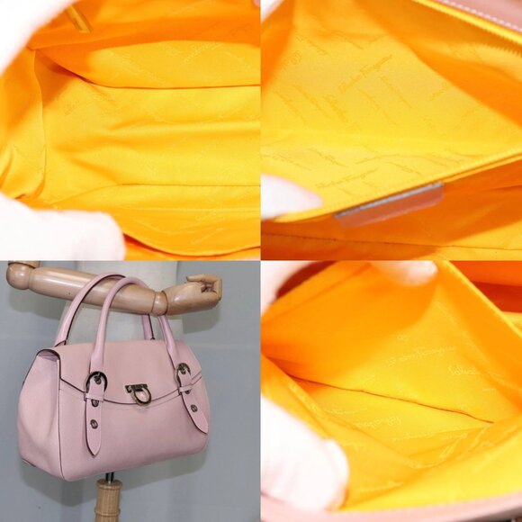 Salvatore Ferragamo Gancini Hand Bag Leather Pink Auth 108902V - Picture 15 of 16